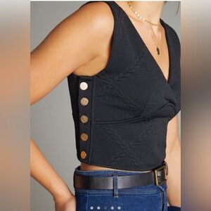 Anthropologie Black Maeve Side-Button Top